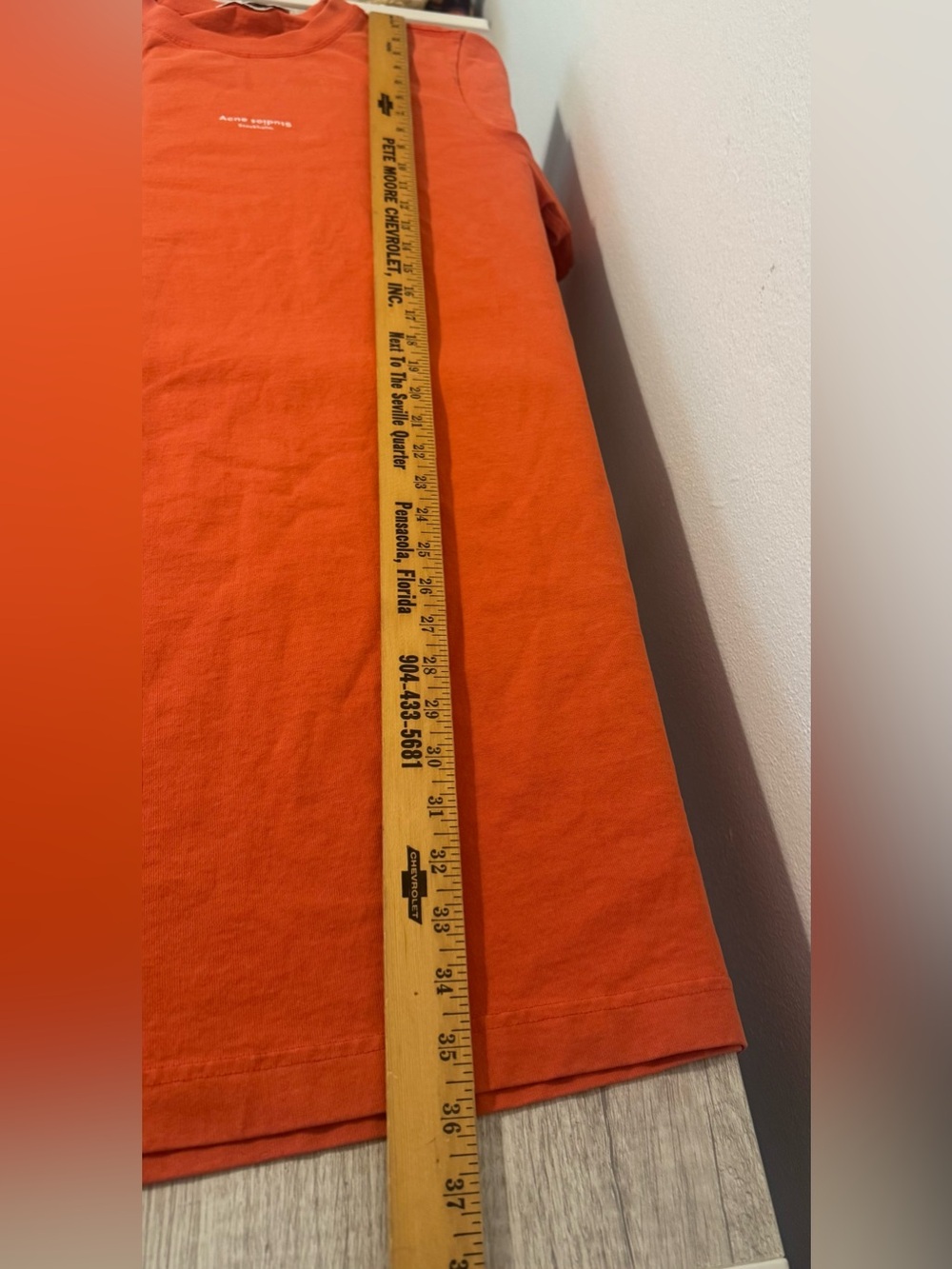 Acne Studios Orange Reverse Logo T-Shirt Dress Streetwear Relaxed Fit Medium - Picture 6 of 11